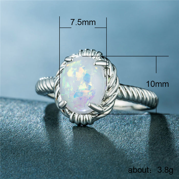 All-match pigeon egg opal ring artificial opal silver-plated jewelry