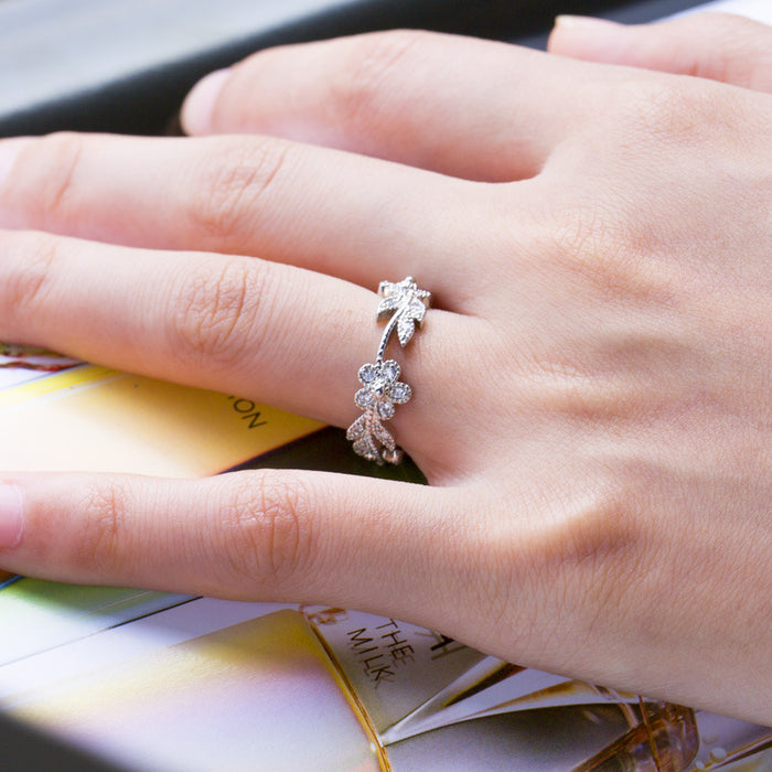 Anillo de circonita con forma de flor creativa, accesorio de fiesta de moda