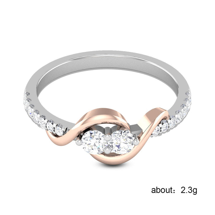 Creative simple staggered arm wrap zircon ring for women