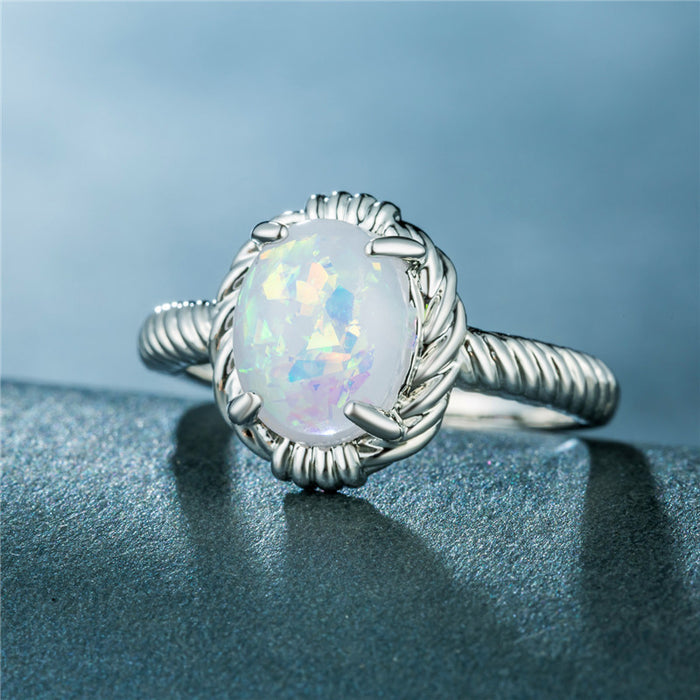 All-match pigeon egg opal ring artificial opal silver-plated jewelry