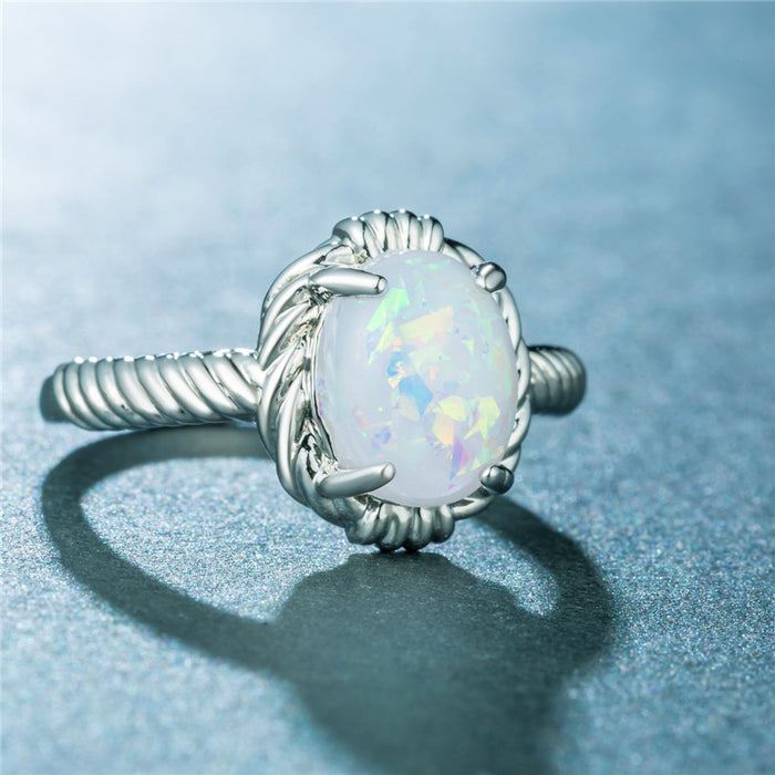 All-match pigeon egg opal ring artificial opal silver-plated jewelry