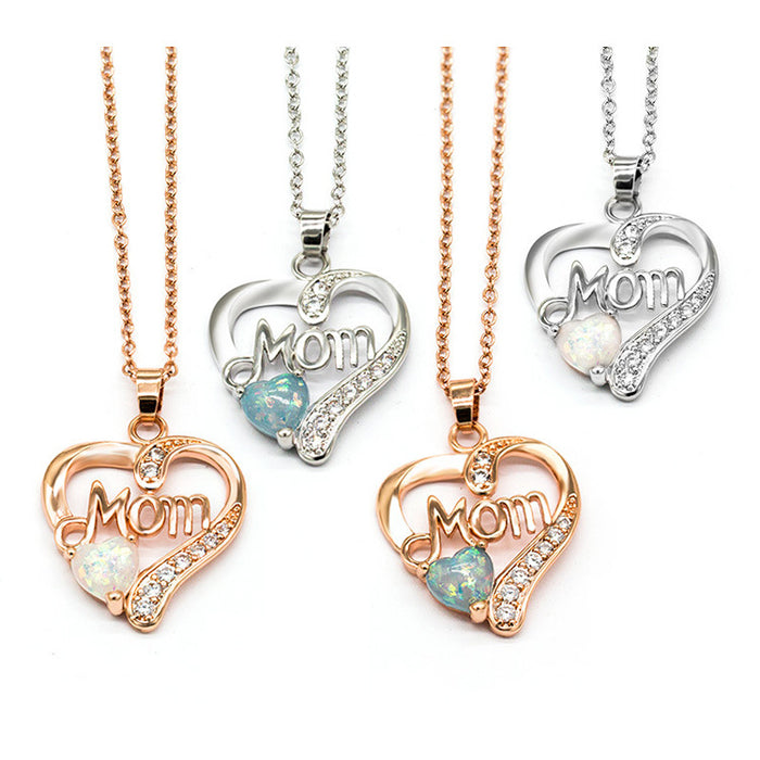 Heart Shaped Zirconia Pendant Necklace Mother's Birthday Gift