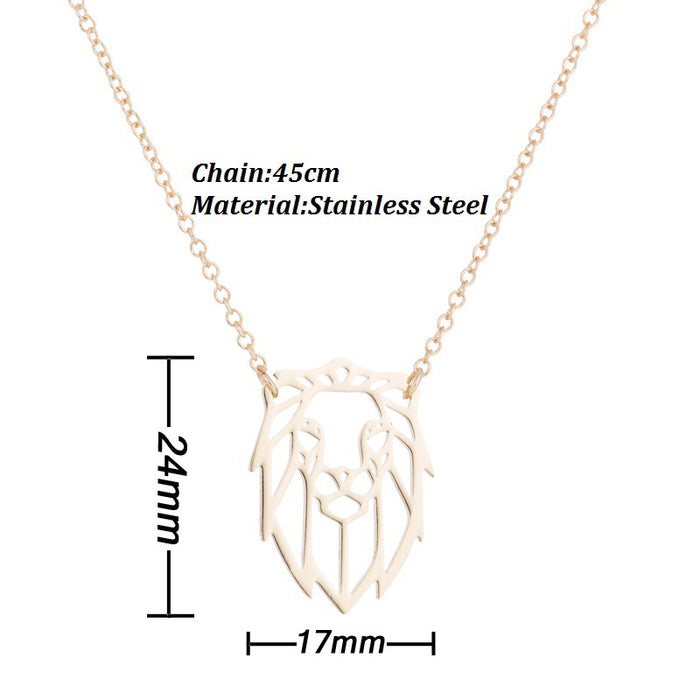 Origami lion necklace, cute animal pendant stainless steel clavicle chain cross-border wholesale