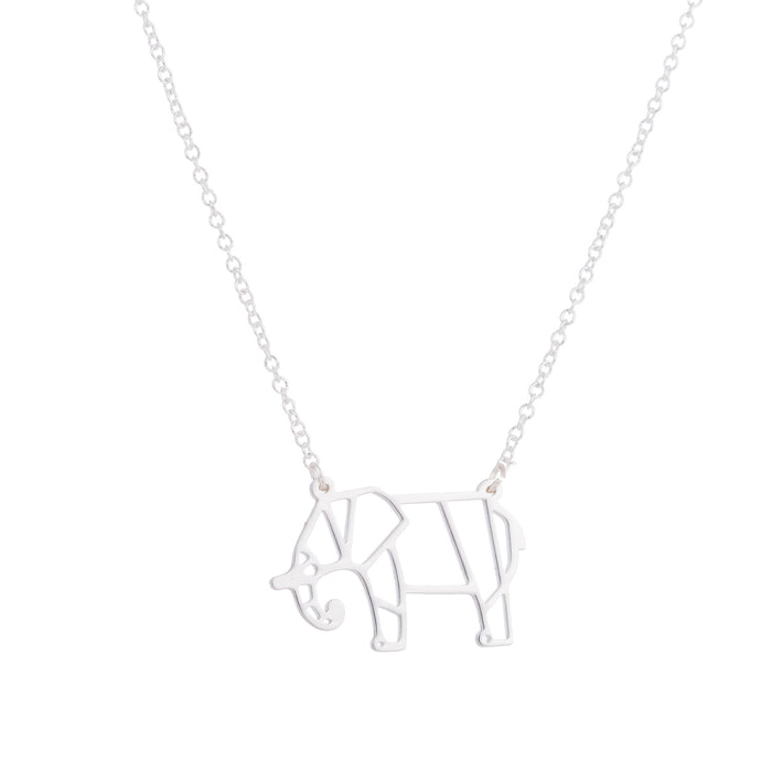 Long nose elephant necklace, European and American new origami hollow simple cute small animal clavicle chain wholesale