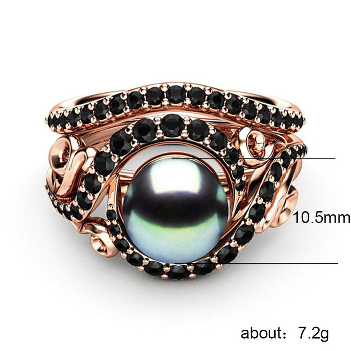 Flower Pearl Couple Ring Fashion Proposal Ring