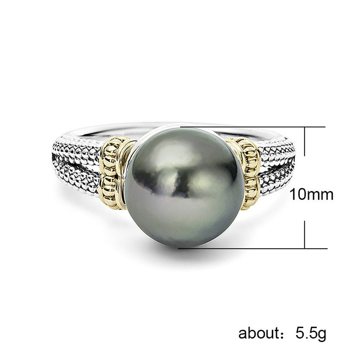 Simple synthetic pearl ring fashionable color separation ring