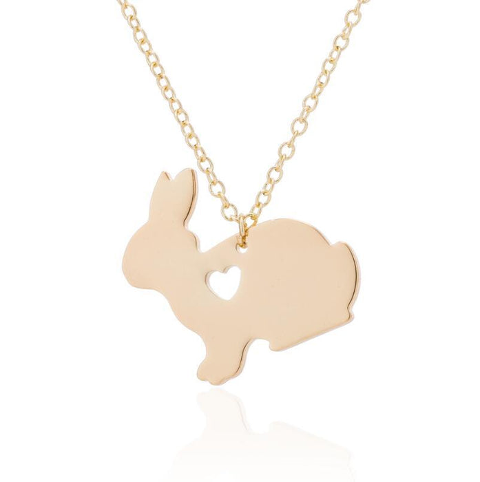 Rabbit pendant necklace, mini cute hollow heart jewelry cross-border wholesale