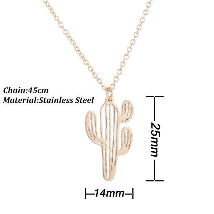 Cactus necklace, stainless steel simple small fresh European and American student jewelry wholesale