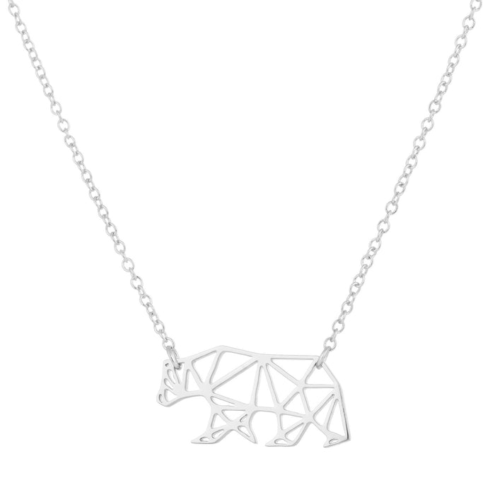 Collar de joyería de oso polar, collar geométrico con forma de oso, colgante de animal hueco, joyería para mujer al por mayor