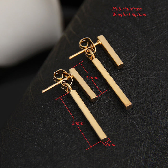 T-shaped earrings, European and American summer simple copper material one-line stick ear clip personality simple jewelry wholesale