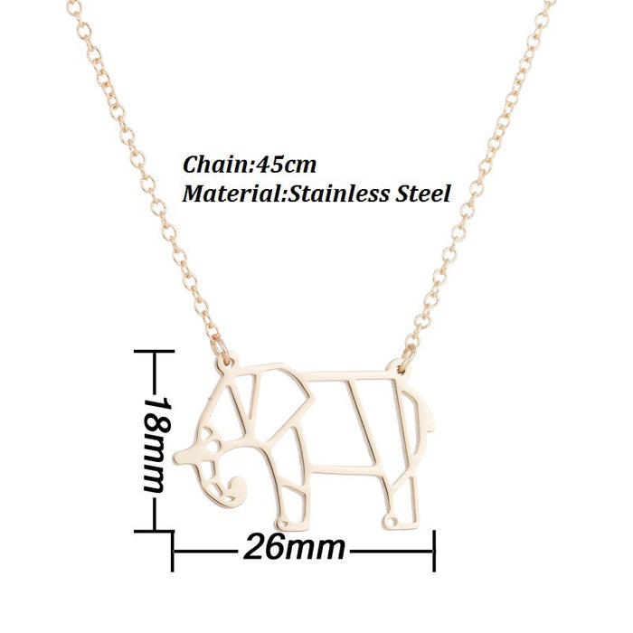 Long nose elephant necklace, European and American new origami hollow simple cute small animal clavicle chain wholesale