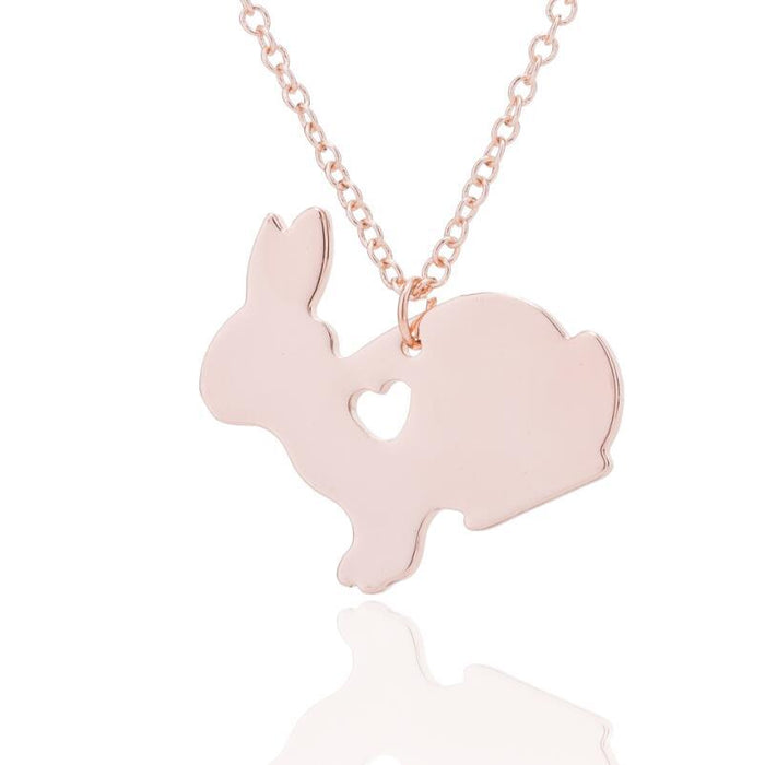 Rabbit pendant necklace, mini cute hollow heart jewelry cross-border wholesale