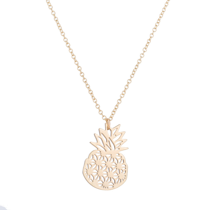 Gold pineapple necklace, European and American fruit tropical geometric gourmet necklace ins fashion long jewelry