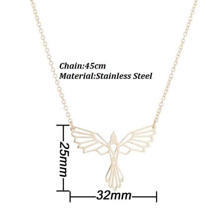 Personalized stainless steel eagle bird pigeon pendant necklace earrings three-piece set Korean jewelry