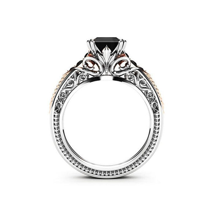 Anillo de pulpo negro, anillo hueco exquisito para mujer