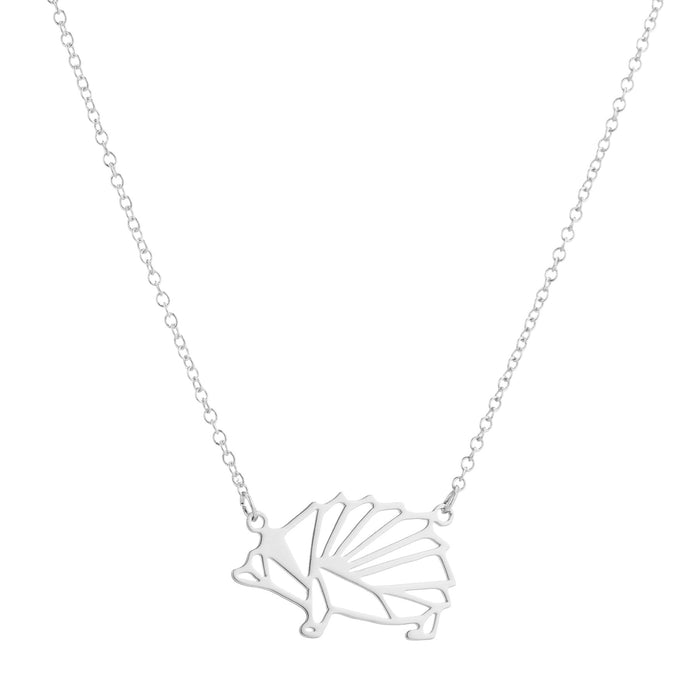 Origami hedgehog necklace, hollow geometric stainless steel small animal clavicle chain foreign trade wholesale