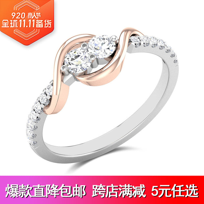 Creative simple staggered arm wrap zircon ring for women