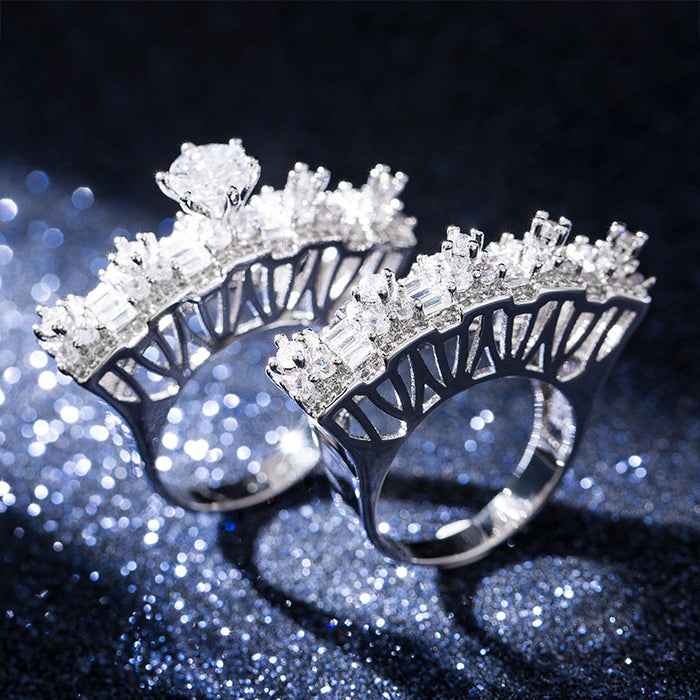 High-end luxury zircon couple ring exquisite full diamond ring