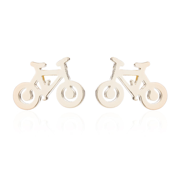 Bicycle Design Stainless Steel Stud Earrings - Travel-Themed Jewelry for Women