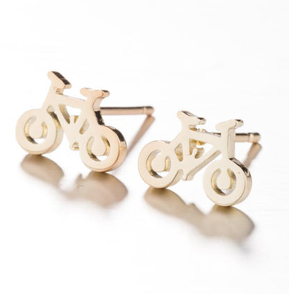 Bicycle Design Stainless Steel Stud Earrings - Travel-Themed Jewelry for Women