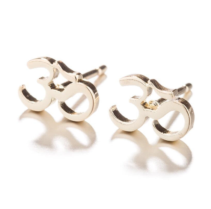 Om Symbol Stainless Steel Stud Earrings - Spiritual Wish Jewelry