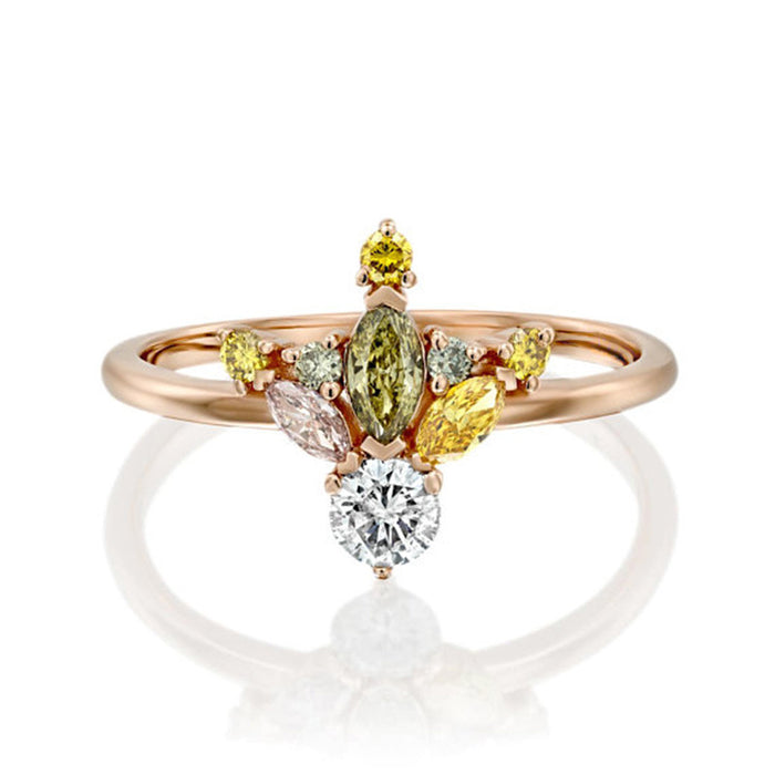 Gradient multi-color zircon ring creative forest series accessories