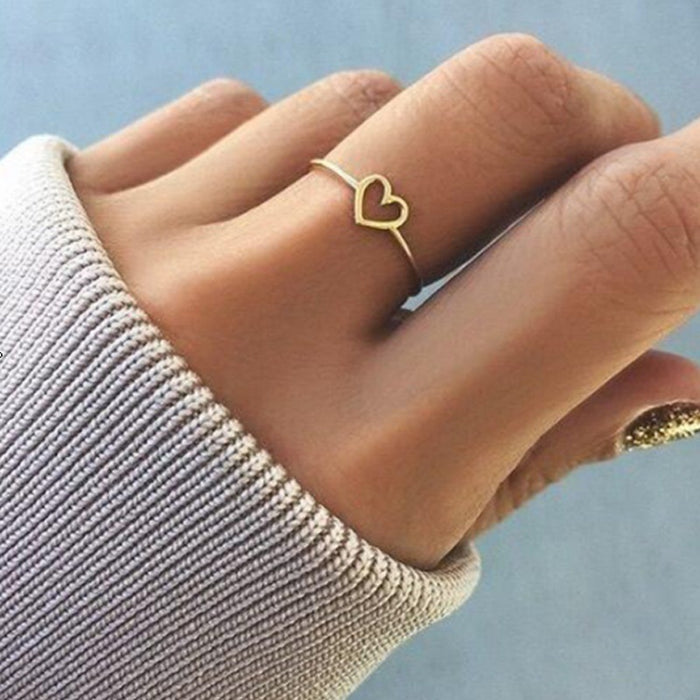 Heart-shaped ring alloy electroplating European and American style ladies