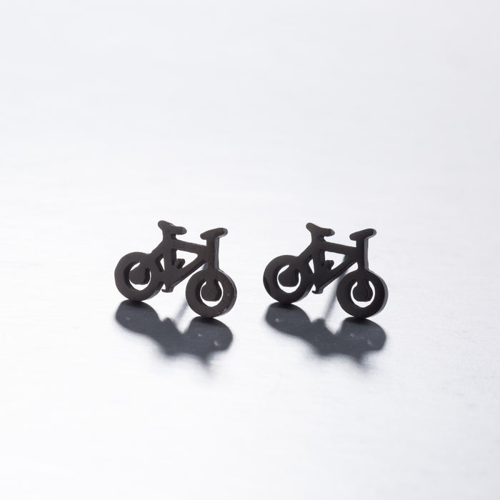 Bicycle Design Stainless Steel Stud Earrings - Travel-Themed Jewelry for Women