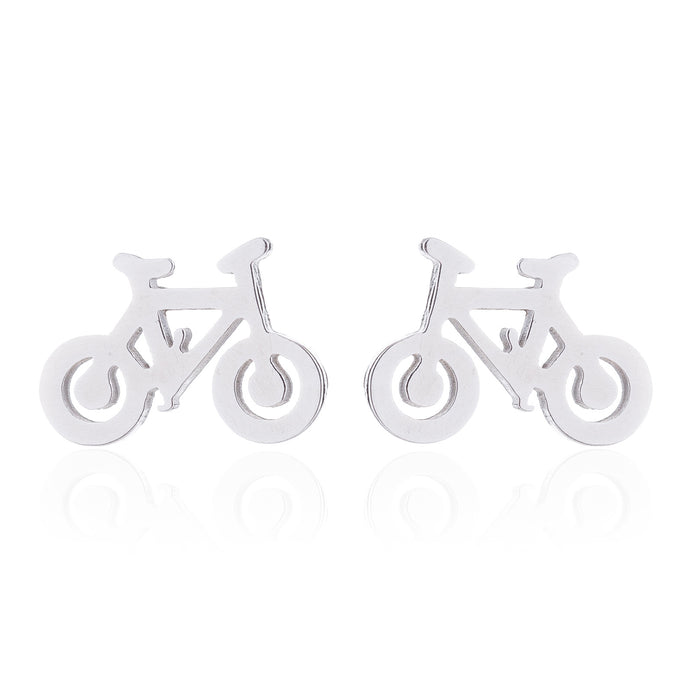 Bicycle Design Stainless Steel Stud Earrings - Travel-Themed Jewelry for Women