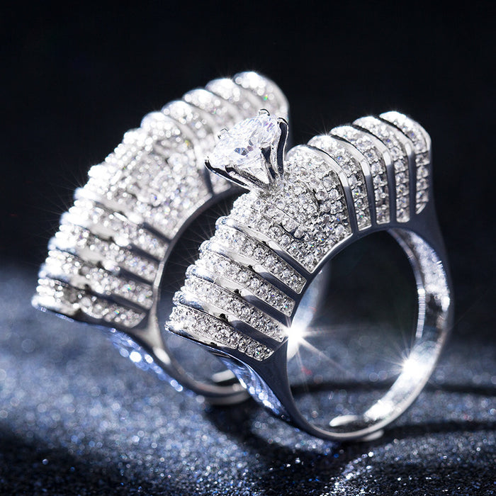 Luxurious double-layer ring, popular zircon hollow bracelet