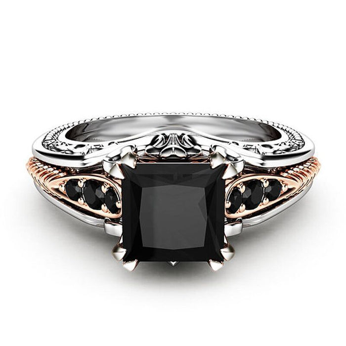 Anillo de pulpo negro, anillo hueco exquisito para mujer