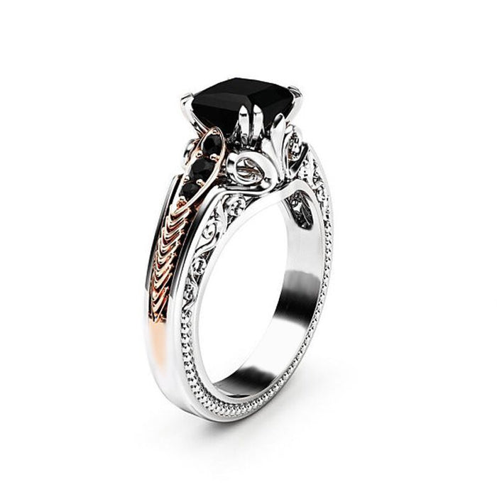 Anillo de pulpo negro, anillo hueco exquisito para mujer