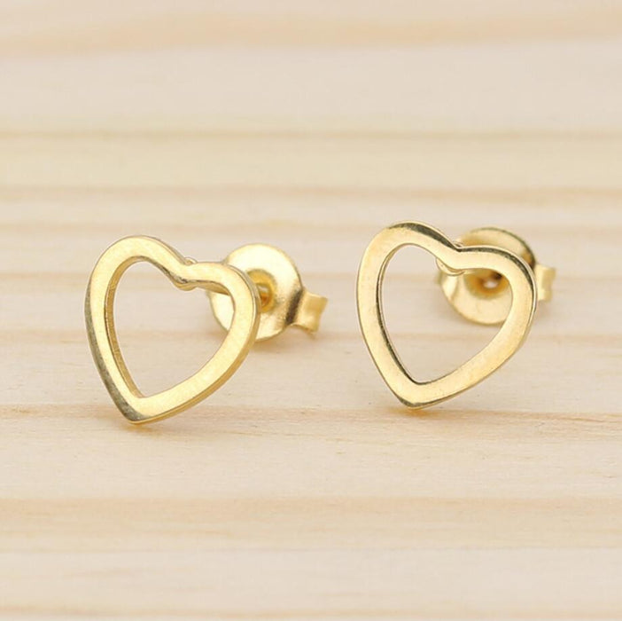 Heart Hollow Stainless Steel Stud Earrings - Sweet and Playful Geometric Jewelry