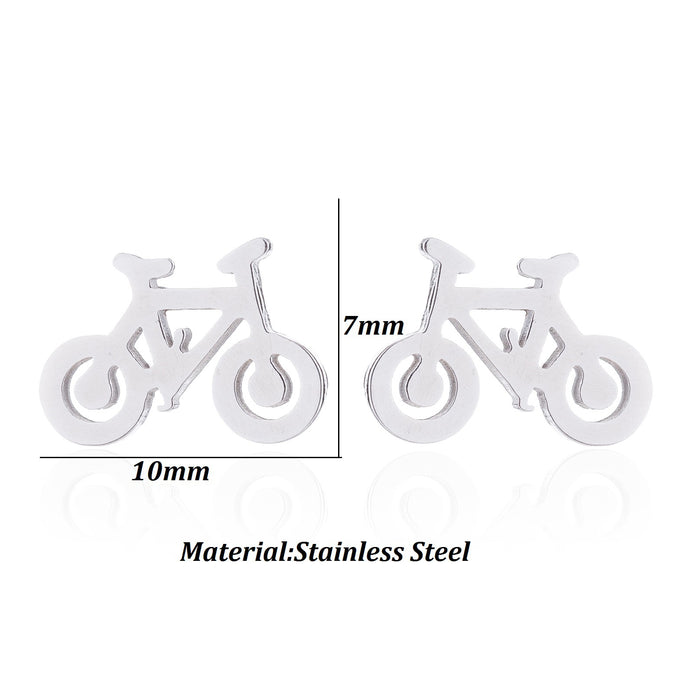 Bicycle Design Stainless Steel Stud Earrings - Travel-Themed Jewelry for Women