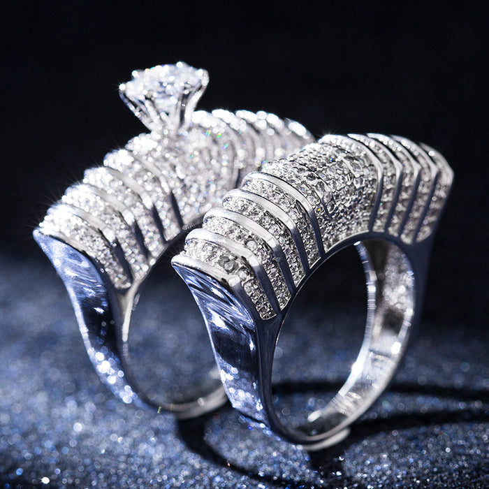 Luxurious double-layer ring, popular zircon hollow bracelet