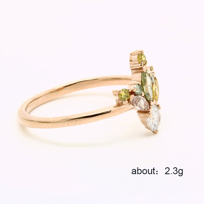 Gradient multi-color zircon ring creative forest series accessories