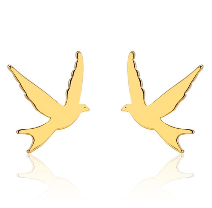 Swallow earrings, new European and American simple and versatile flying bird mini cute animal earrings ins style