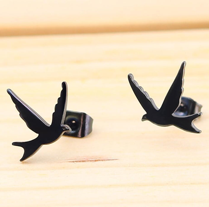 Swallow earrings, new European and American simple and versatile flying bird mini cute animal earrings ins style