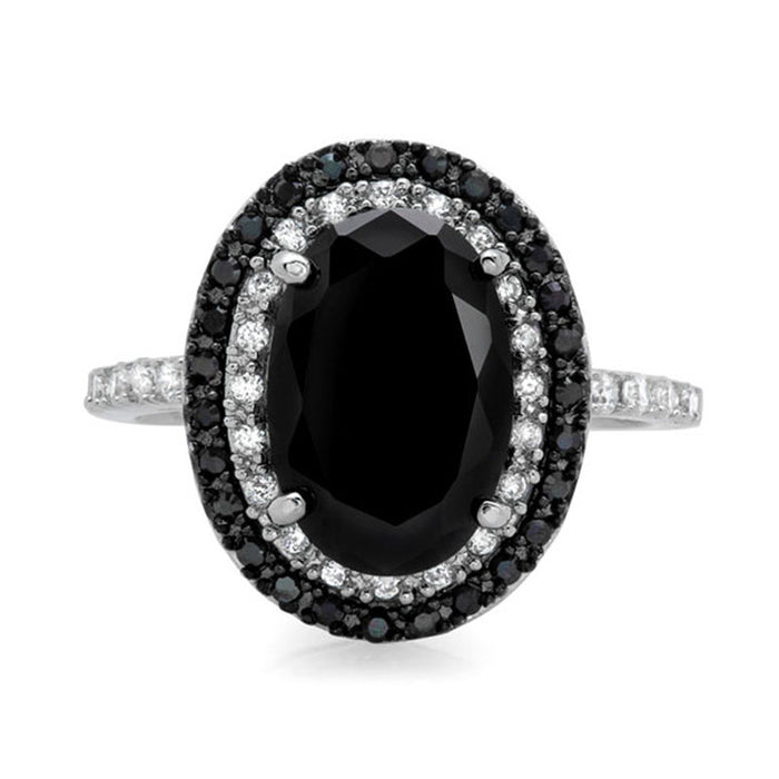 Anillo de mujer moderno y elegante con circonita negra