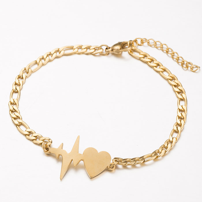 Geometric heart beating heart bracelet, European and American fashion jewelry wholesale