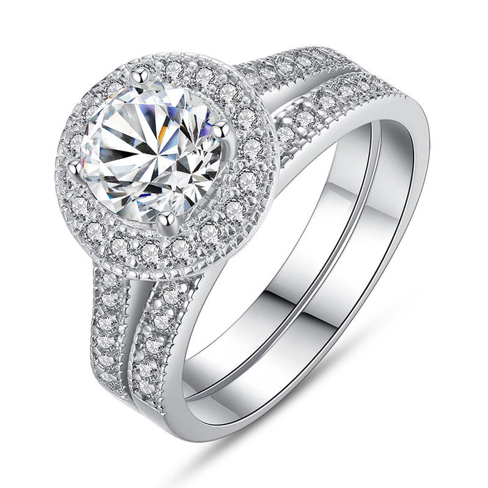 Classic Micro-Inlaid Zirconia Imitation Diamond Women's Wedding Ring