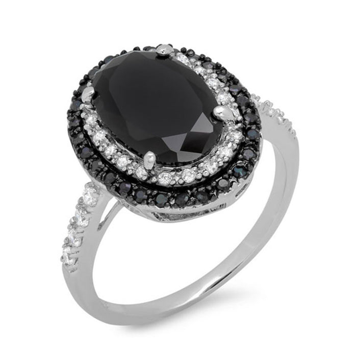 Anillo de mujer moderno y elegante con circonita negra