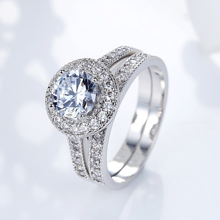 Classic Micro-Inlaid Zirconia Imitation Diamond Women's Wedding Ring