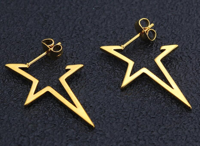 Star Hollow Stainless Steel Earrings - Bold and Stylish Statement Jewelry