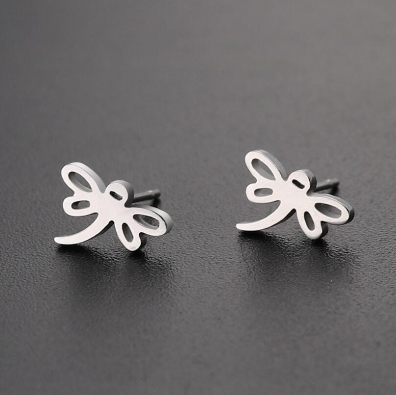 Dragonfly Stainless Steel Stud Earrings - Cute and Playful Animal Jewelry