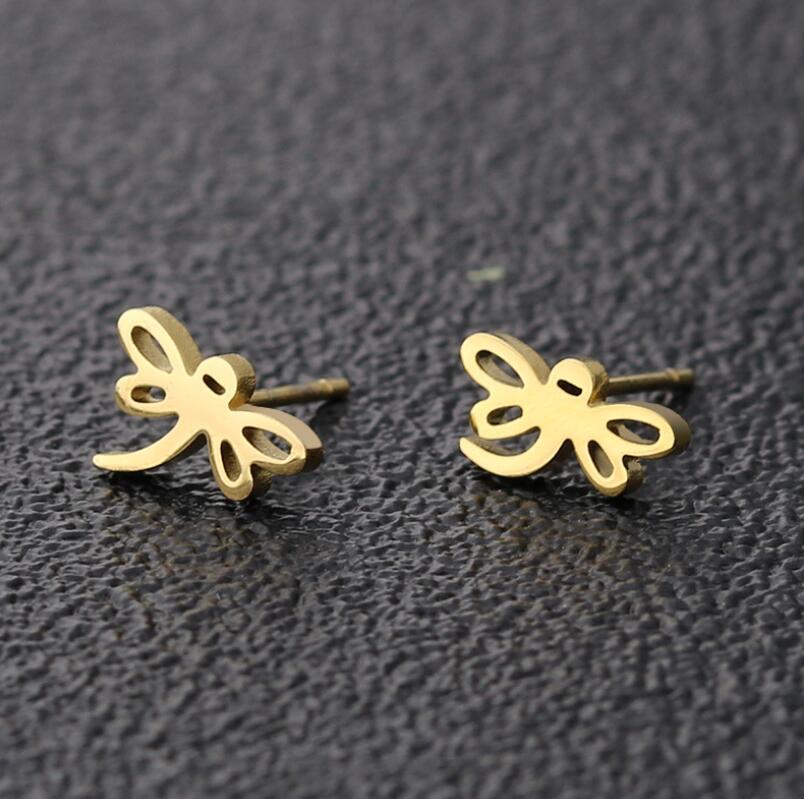 Dragonfly Stainless Steel Stud Earrings - Cute and Playful Animal Jewelry