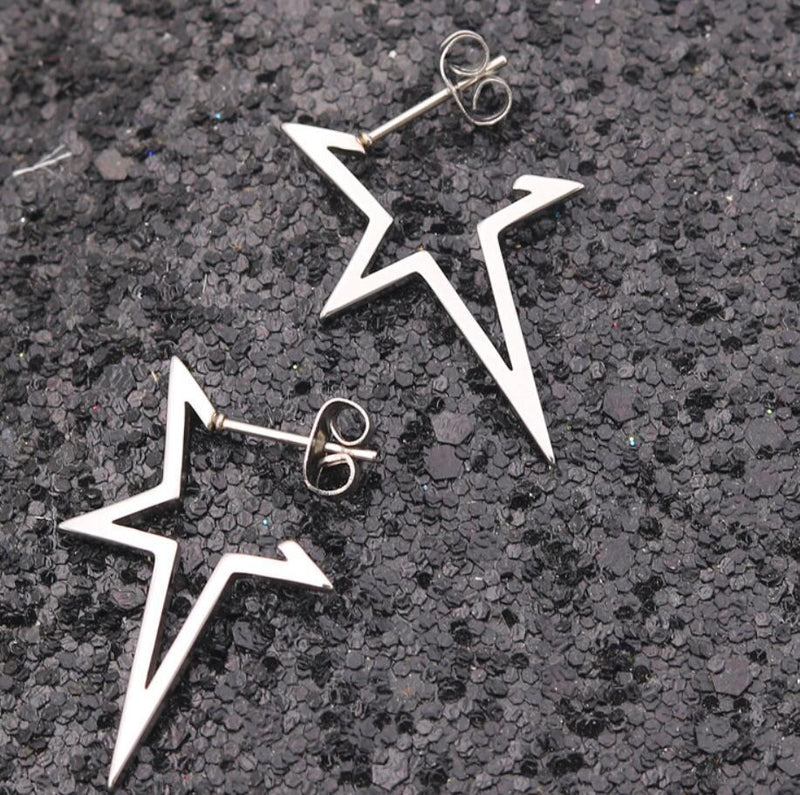 Star Hollow Stainless Steel Earrings - Bold and Stylish Statement Jewelry
