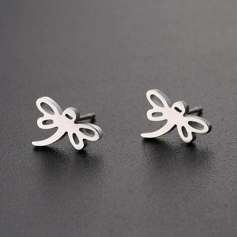 Dragonfly Stainless Steel Stud Earrings - Cute and Playful Animal Jewelry