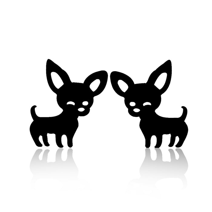 Lindos aretes de acero inoxidable con forma de perro chihuahua: adorables joyas de animales para uso diario