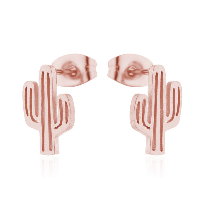 Cactus Stainless Steel Stud Earrings - Plant-Inspired Simple and Stylish Jewelry